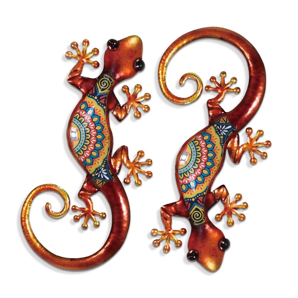 Lizard Metal Wall Art Decor - 2 Pack 15 Inch Metal Wall Decor, Lizard Outdoor🤙